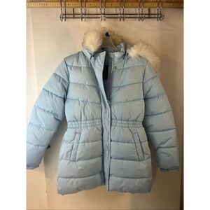 Members mark girls puffer blue fur hood 10/12 new